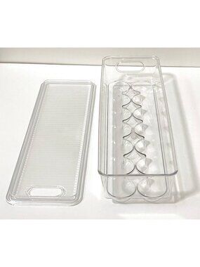 Refrigerator Organizer Egg Tray BPA Free Clear Plastic Food Grade Durable Lidded